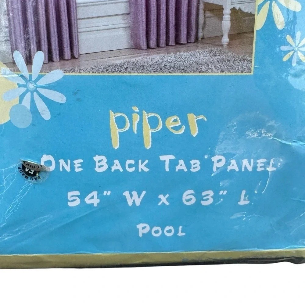 Piper One Back Tab Curtain Panel Set of 2 Pool Blue 54 x 63 Textured‎ NEW